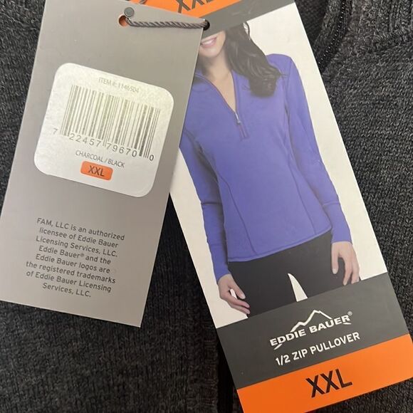Eddie Bauer Charcoal Black 1/2 Zip Pullover Sweater Women's Size XXL - Picture 4 of 14